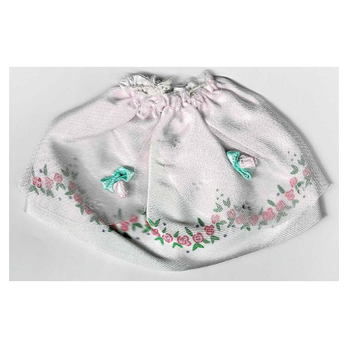 Lego Belville, Skirt, Long with Rose Pattern Border under Sheer Pink Layer with 2 Pink Rosettes / White