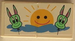 Stickered Assembly 4 x 2 with Green Monster Balloons with Yellow Sun Pattern (Sticker) - Set 6547