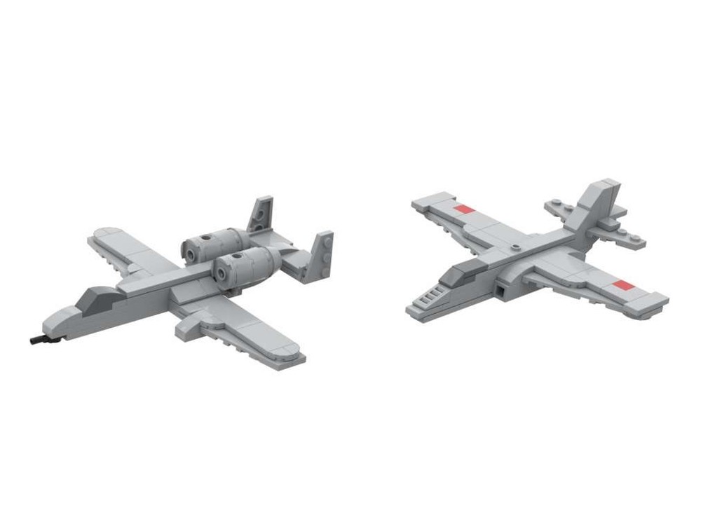Lego A-10 and Su-25 (at 1/110 scale)