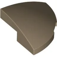 Brick Round Corner, Curved 2 x 2 x 2/3 Quarter Circle With 1 x 1 Bottom Cutout / Dark Tan