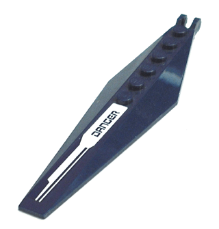 Lego Hinge Plate 3 x 12 with Angled Side Extensions and Tapered Ends with 'DANGER' on White Background Pattern (Sticker) - Set 8103