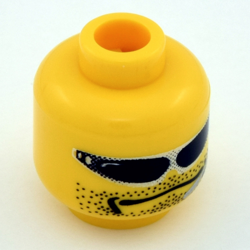 Lego Minifig Head Flex, Glasses with Headset, Fine Stubble Print [Blocked Open Stud] / Yellow
