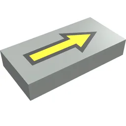 Tile 1 x 2 with Arrow Long Yellow with Black Border Print / Light Gray