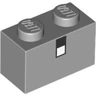 Brick 1 x 2 with Black and White Square Print / Light Bluish Gray