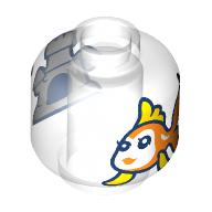 Lego Minifig Head (No Face) Cleo, Fishbowl Goldfish and Castle print
