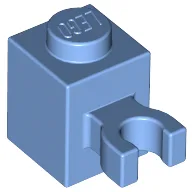 Brick Special 1 x 1 with Clip Vertical [Thick U Clip, Solid Stud] / Medium Blue