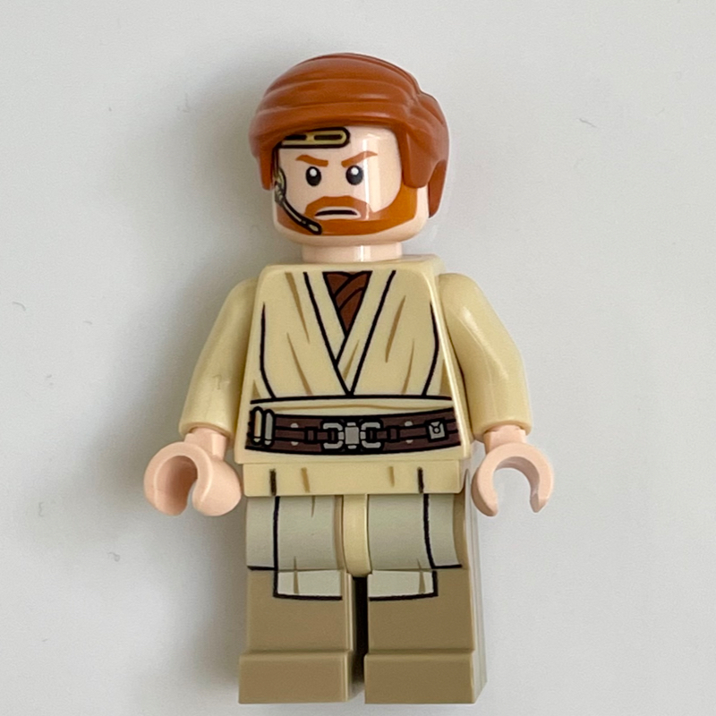 Lego Obi-Wan Kenobi, Dark Tan Printed Legs, Headset