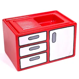 Duplo Sink with Front Cabinet and Drawers Print / Red