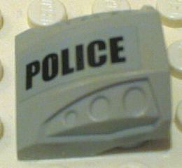 Lego Slope, Curved 2 x 2 with Debossed Side Ports with Black 'POLICE' Pattern Model Right Side (Sticker) - Set 7899