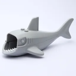 Animal Body Part, Shark Body with Gills and White Teeth Print / Light Bluish Gray