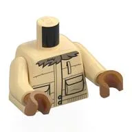 Torso, Winter Coat, Pockets, Dark Tan Fur Collar Print, Tan Arms, Medium Nougat Hands / Tan