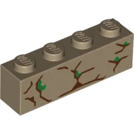 Brick 1 x 4 with Tree Bark Print / Dark Tan