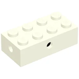 Brick Special 2 x 4 with Wheel Holder Old, Clear Bottom, Black Inside / White