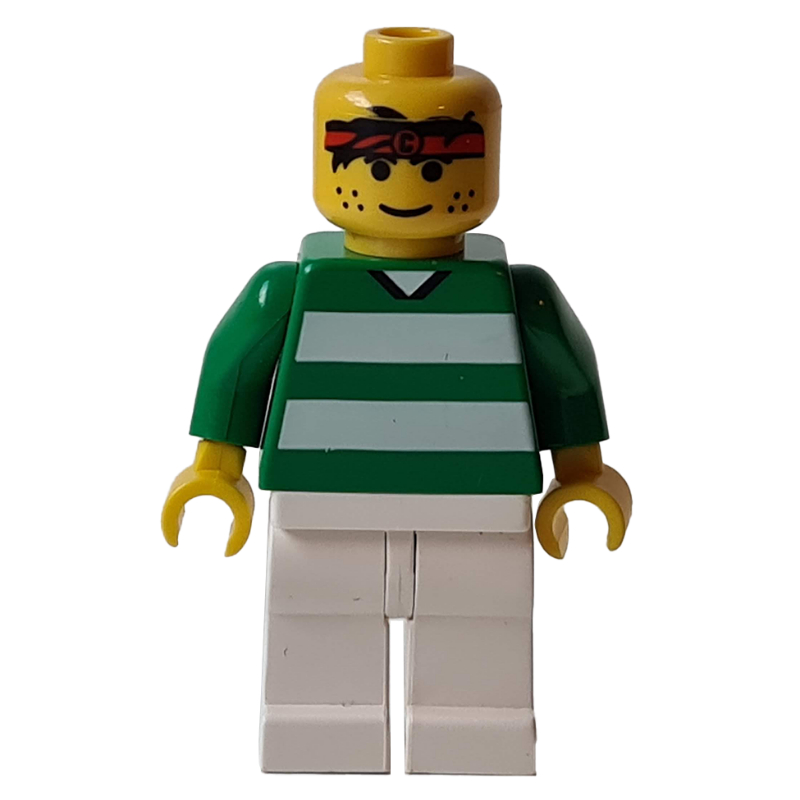 Lego Soccer Player Green Torso, White Legs, Sweat Band #3