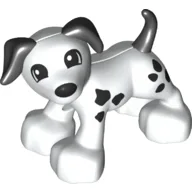 Duplo Animal Dog Large Paws with Black Ears and Tail and Spots, Eyes Looking Right Print / White