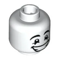 Minifig Head Mime, Happy Face, Black Eyes with White Pupils [Blocked Open Stud] / White