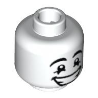 Lego Minifig Head Mime, Happy Face, Black Eyes with White Pupils [Blocked Open Stud] / White