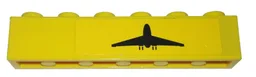 Brick 1 x 6 with Black Airplane Pattern Model Right Side (Sticker) - Set 7891