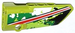 Technic, Panel Fairing # 4 Small Smooth Long, Side B with Red and White Stripe on Black, White and Green Camouflage Pattern (Sticker) - Set 42027