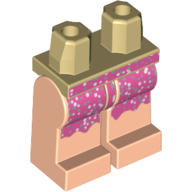 Lego Hips and Light Nougat Legs with Dark Pink Skirt with Silver Flecks Print