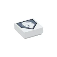 Tile 1 x 1 with White Horse on Sand Blue Pentagonal Shield Print / White