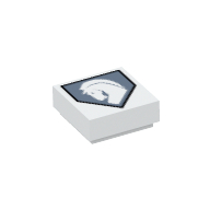 Lego Tile 1 x 1 with White Horse on Sand Blue Pentagonal Shield Print / White