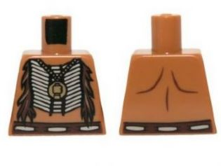 Lego Torso Bare Chest with Beaded Armor, Fur and Gold Minifigure Pendant Pattern