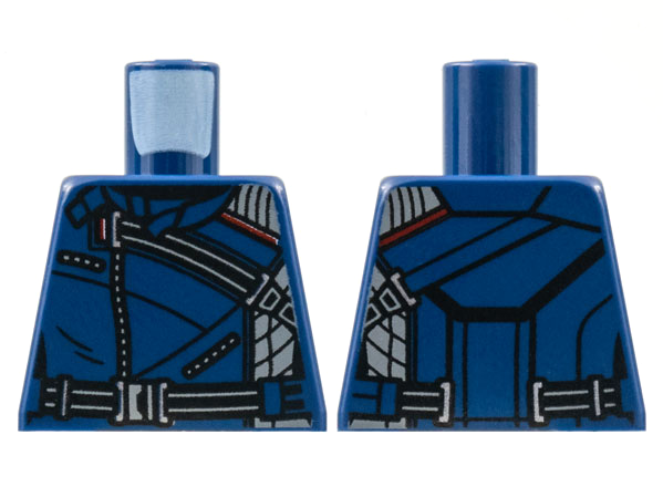 Lego Torso Jacket Black Strap, Zippers, and Belt Pattern