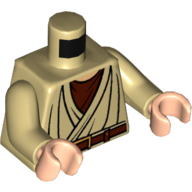 Lego Torso Robe, Light Nougat Neck, Brown Belt Print, Tan Arms, Light Nougat Hands / Tan