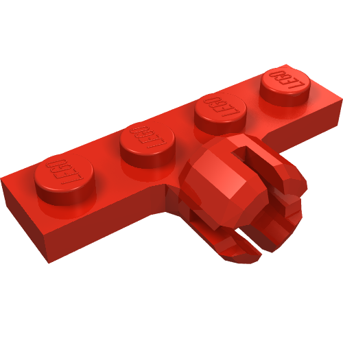 Lego Plate Special 1 x 4 with Towball Socket, Long, 4 Slots / Red