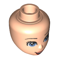 Lego Minidoll Head with Blue Eyes, Red Lips, Open Mouth Print (Ariel) / Light Nougat