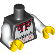 Lego Torso White Apron with Red Ribbon Print, White Arms, Yellow Hands / Black