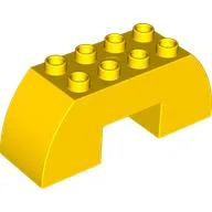 Duplo Brick 2 x 6 x 2 Curved with 2 x 2 Cutout on Bottom / Yellow