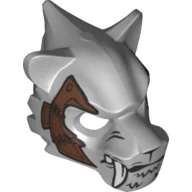 Mask Tiger with White Fang, Copper Fang and Copper Armor with Rivets Print / Light Bluish Gray