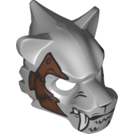 Lego Mask Tiger with White Fang, Copper Fang and Copper Armor with Rivets Print / Light Bluish Gray