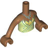 Lego Minidoll Torso Girl with Yellowish Green Dress, Yellow Leaves, Medium Azure Necklace print, Medium Nougat Arms and Hands / Medium Nougat