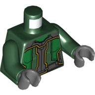 Lego Torso Armor with Dark Bluish Gray Panels Print, Dark Green Arms, Dark Bluish Gray Hands / Dark Green