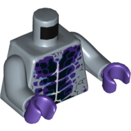 Lego Torso Black and Dark Purple Rock Veins Print, Sand Blue Arms, Dark Purple Hands / Sand Blue