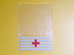 Glass for Window 1 x 4 x 5 with 5 White Stripes and Red Cross Pattern (Sticker) - Set 6380 / Trans-Clear