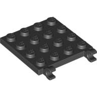 Lego Plate Special 4 x 4 with Clips Horizontal (thick open O clips) / Black