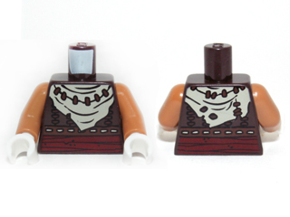 Lego Torso Vest with Dark Red Belt, White Bandana and Brown Necklace Pattern / Medium Nougat Arms / White Hands