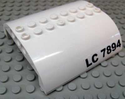 Lego Slope, Curved 8 x 8 x 2 Double with 'LC 7894' Pattern on Both Sides (Stickers) - Set 7894