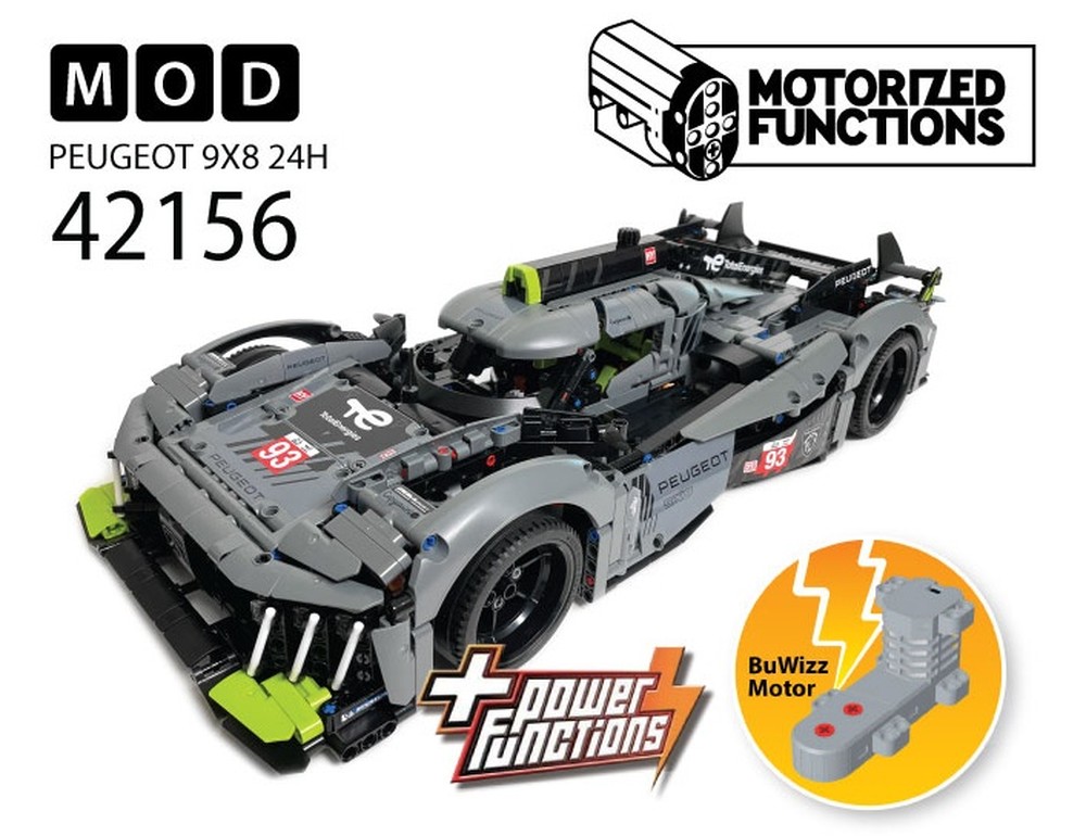 Lego 42156 PEUGEOT 9X8 24H Le Mans Hybrid Hypercar RC MOD for Power Function & BuWizz Mortors
