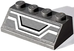 Slope 45 2 x 4 with Light Bluish Gray and Black Lines (Front Air Grille) on Dark Bluish Gray Background Pattern (Sticker) - Set 75025