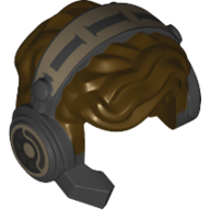 Lego Hair with Headset and Ski Speeder Pilot Print / Dark Brown