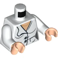 Torso, Lab Coat with 2 Pockets, Buttons and Gold Necklace Print, White Arms, Light Nougat Hands