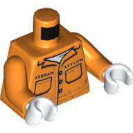 Lego Torso Prisoner Suit, "Arkham Asylum" print, Orange Arms, White Hands / Orange