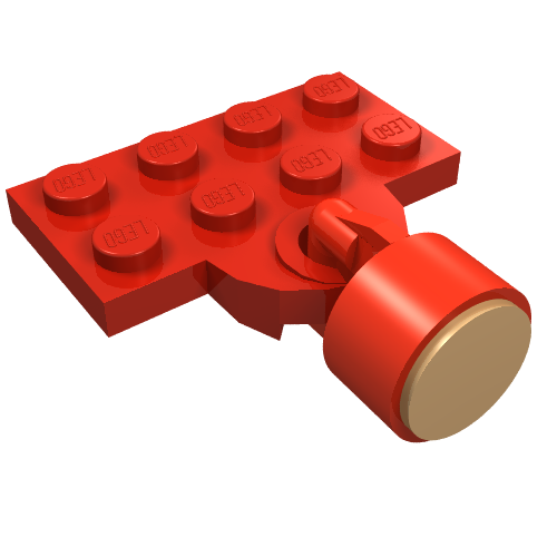 Lego Plate Special 2 x 4 with Train Coupler Open with Magnet Long Cylinder Red / Red