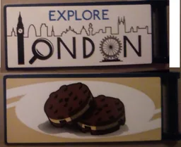 Flag 7 x 3 with Bar Handle with 'EXPLORE LONDON' / Biscuits Pattern Model Right Side (Stickers) - Set 10258