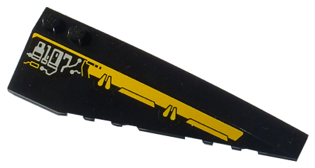 Lego Wedge 10 x 3 Right with Yellow Bar and Silver '8107' Pattern (Sticker) - Set 8107